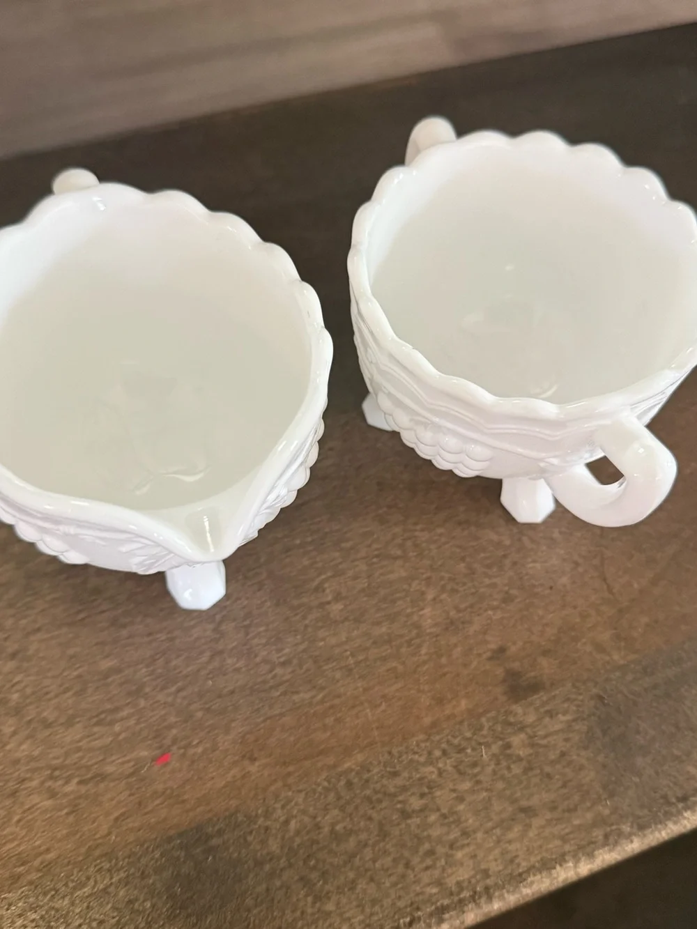 Vintage Imperial Glass Satin Grapes Milk Glass Sugar and Creamer Set